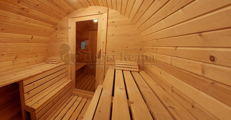 Баня-бочка круглая из кедра с боковым входом (все размеры)